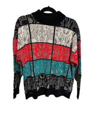 Stefano International Sweater VTG MockNeck Multicolor Size 42 Unisex Made IN USA